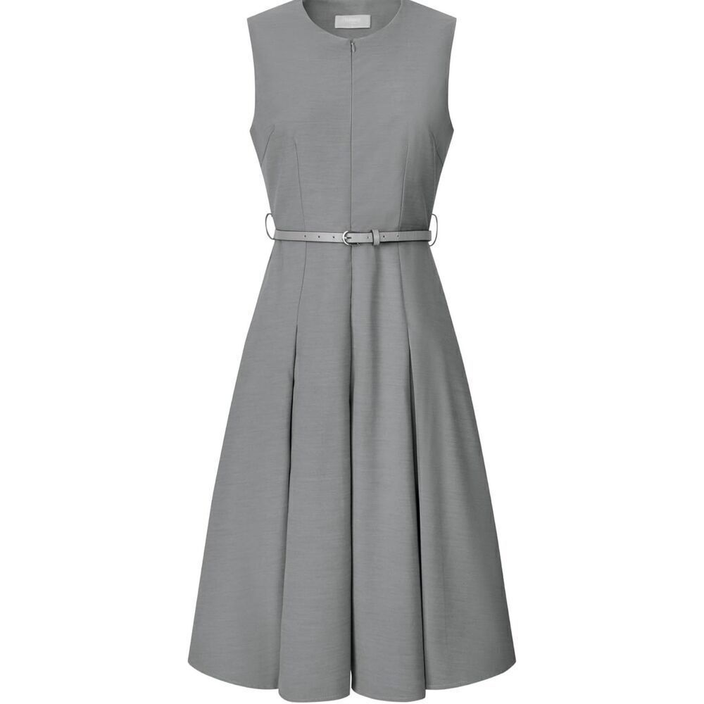 NEW Sleeveless Dress Zip Up Belted Fit & Flare Work L NO BELT